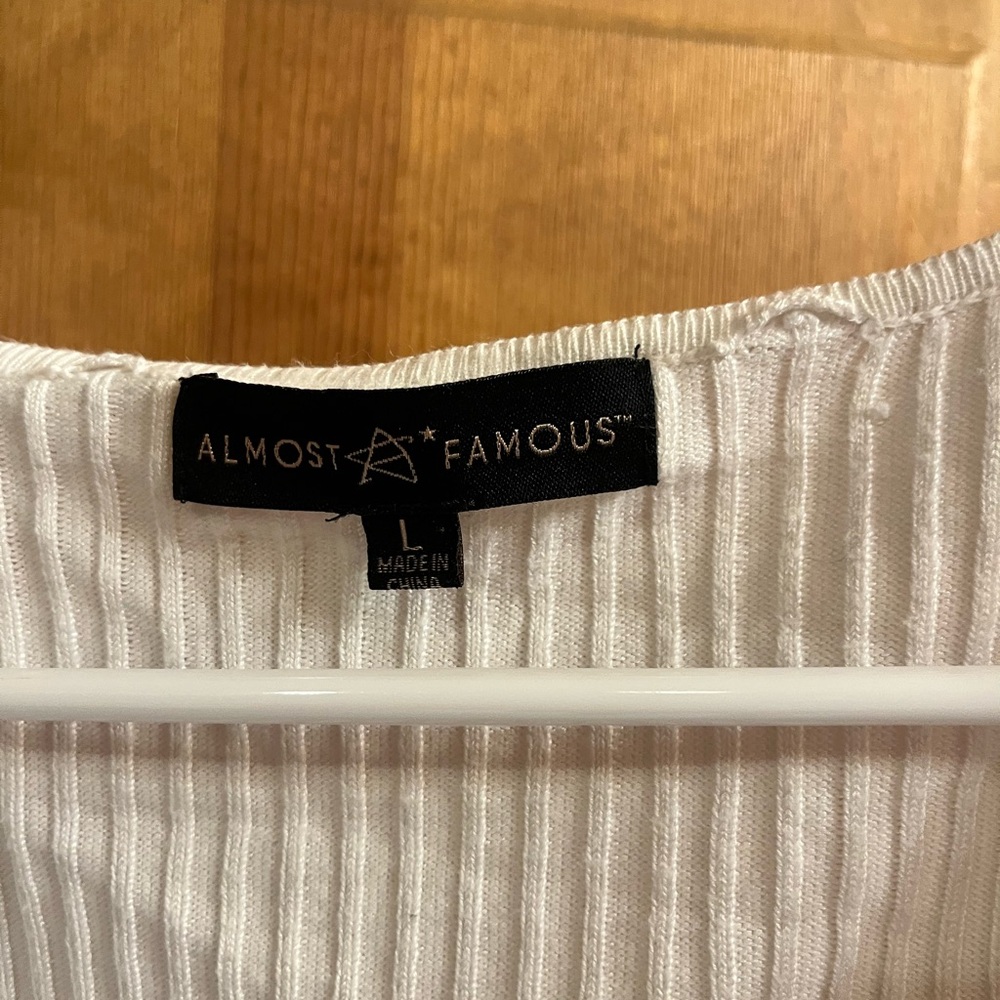 Almost Famous White Ribbed Cardigan - Picture 4 of 5